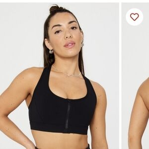 Fabletics Essential Medium Impact Zip Front Sports Bra - NWT Large